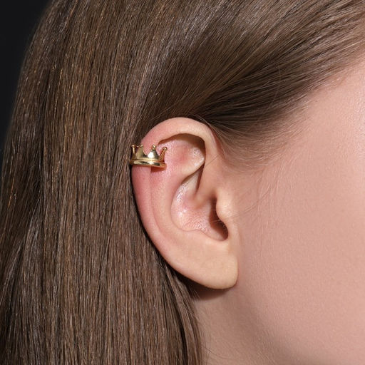 Серьга Кафф корона, цвет золото