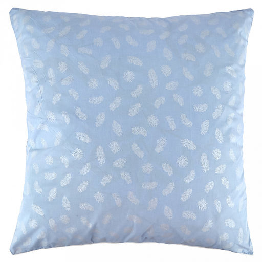 Наперник пуходержащий 30х30см "Перышко на голубом", тик смесовый 135г/м2 (хлопок 80%, полиэстер 20%), на молнии, упаковка на картоне, "Домашняя мода" (Россия)