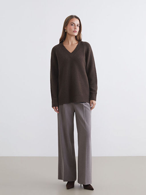 V Yaka Kad?n Triko Kazak