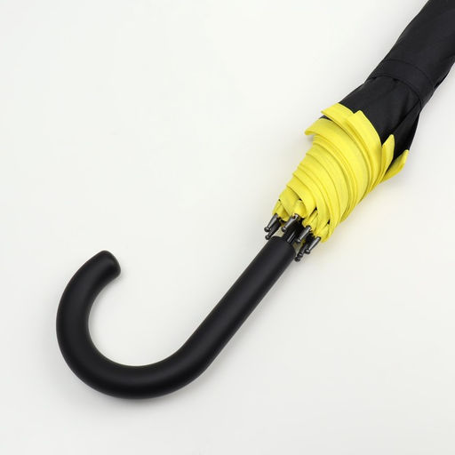 Зонт - трость полуавтоматический Кант, эпонж, 8 спиц, R = 51 см, цвет чёрный/жёлтый - Simaland фото 4