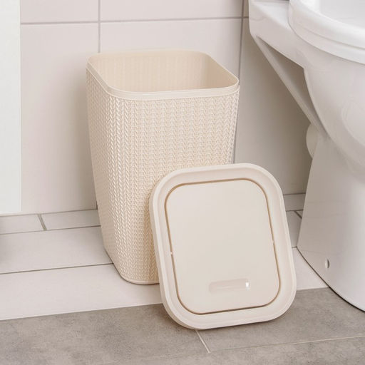 Контейнер для мусора «Вязаное плетение», 10 л, бежевый