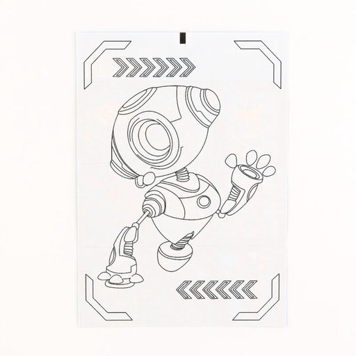 Цена за 10 шт. Наклейки детские бумажные «Роботы», c раскраской на обороте, 11 х 15.5 см