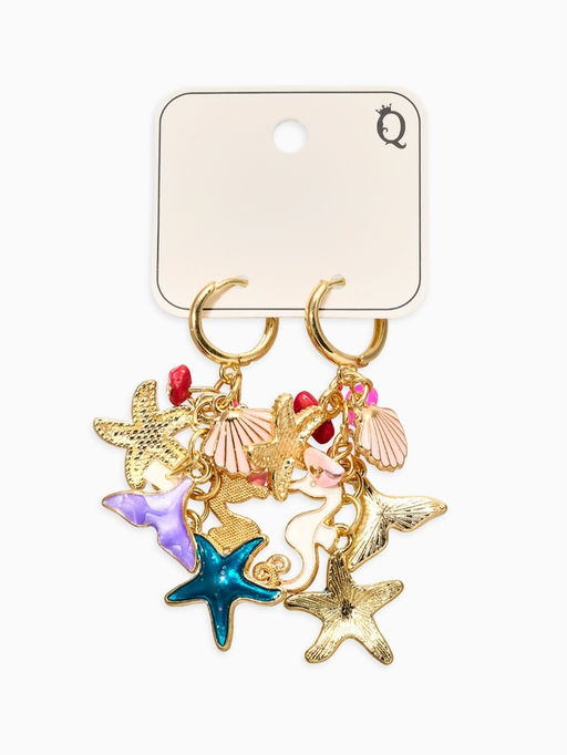 Серьги «Морской мир» подвесочки, цветные в золоте