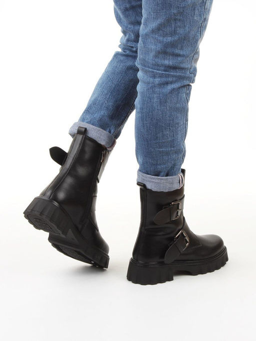 04-PAX40-1Z BLACK Ботинки зимние женские (натуральная кожа, 100% шерсть) размер 39 маломерит на пол