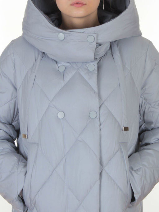 8388 GRAY/LT. BLUE Пальто стеганное зимнее женское оверсайз (200 гр. холлофайбер)
