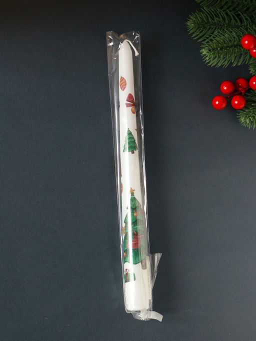 Цена за 4 шт. Свеча античная "Новый год" 255х22 мм, с декором