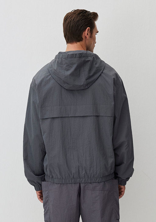 Kapusonlu Gri Ceket - Mavi фото 5