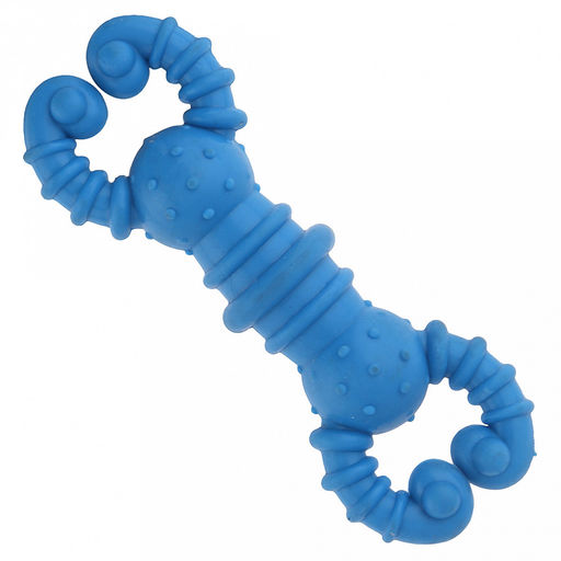 Игрушка для собаки "Рак" 12х4,5х2,5см, полипропилен, фактурная, цвета микс (темно-розовый, синий, зеленый, ярко-оранжевый), "Пэт тойс (Pet toys)" (Китай)