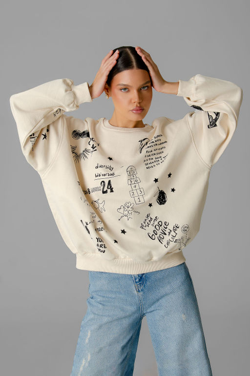 Арт. 15132/2 Свитшот женский оверсайз 46-52 (4 шт) Цвет:молочный