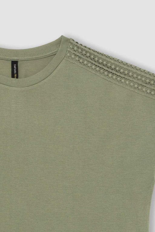 Футболка с круглым вырезом и короткими рукавами - Defacto фото 8