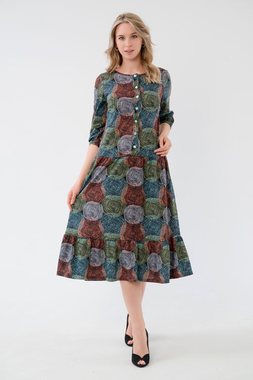 Платье женское из кулирки Софи спилы зеленые - Амадэль фото 2