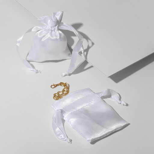 Цена за 50 шт. Мешочек подарочный атласный с лентой, 7 х 9см, цвет белый - Simaland фото 2