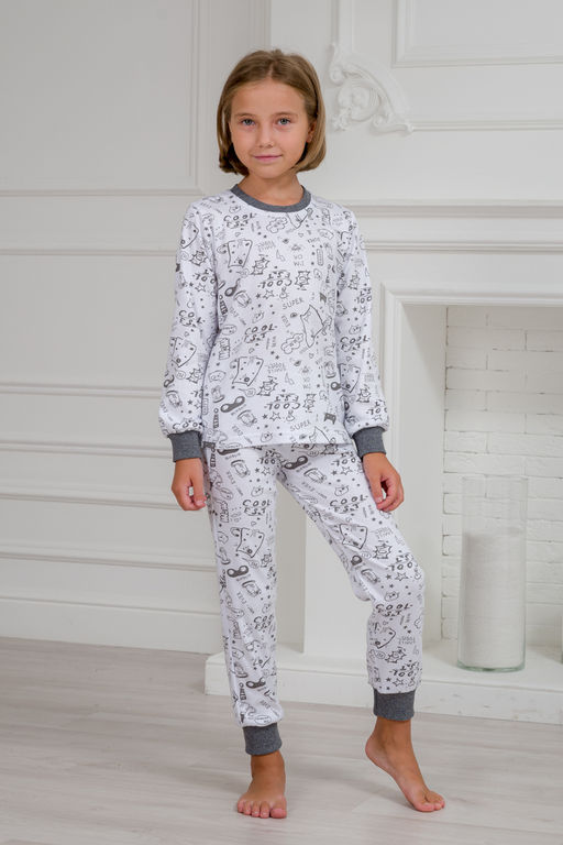 Пижама детская из интерлока Потешка котик темно серый - Амадэль фото 3