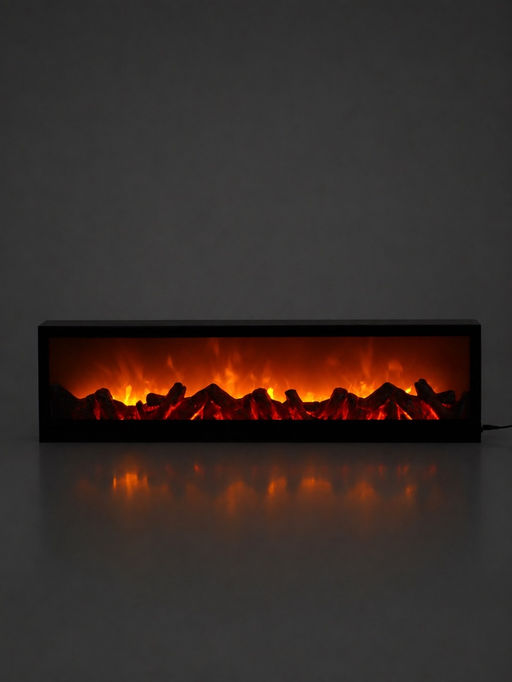 Камин электрический светодиодный, чёрный 76х10х20 см, (3хС, usb)