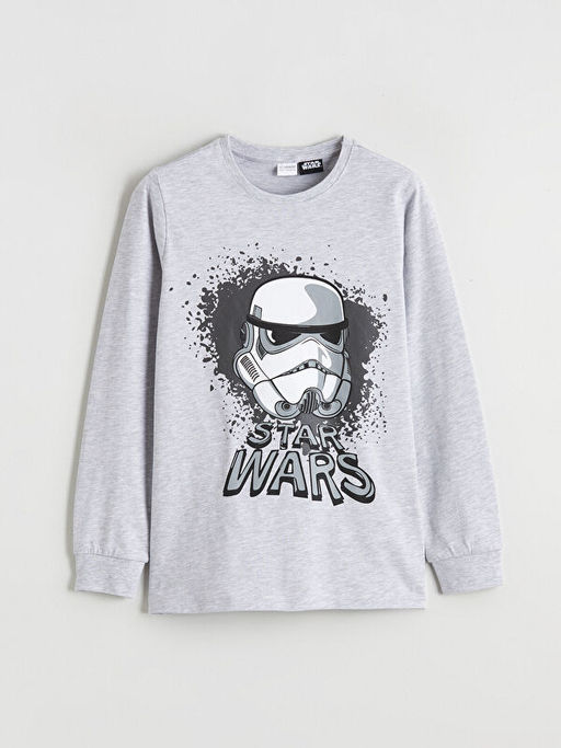 Bisiklet Yaka Star Wars Bask?l? Erkek ?ocuk Pijama Tak?m?