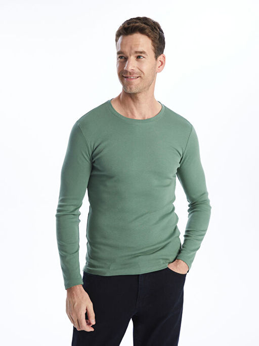 Bisiklet Yaka Uzun Kollu Erkek Sweatshirt