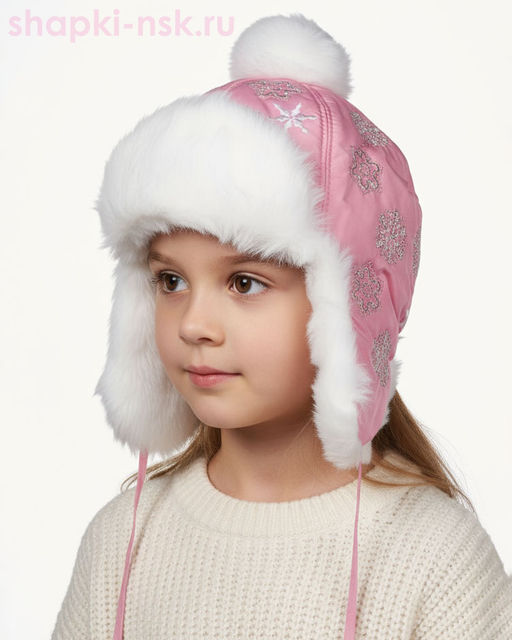 245-З Снежок Ушанка для девочки (50-52)