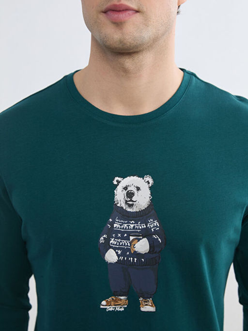 Standart Kal?p Ay? Teddy Bask?l? Erkek Pijama Tak?m