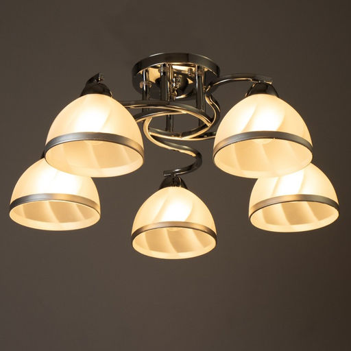 Светильник потолочный BayerLux «Каспиан», люстра 5хЕ27, 40 Вт, хром, 56×56×22 см