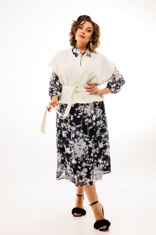 Блуза ANELLI 1363 птица белая  фото 4