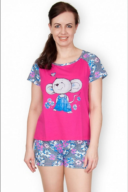 Костюм домашний с шортами, малина (246-1)