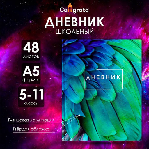 Цена за 3 шт. Дневник школьный для 5-11 классов, «Перья», твёрдая обложка 7БЦ, глянцевая ламинация, 48 листов
