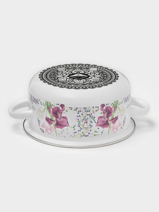 Кастрюля эмалированная «Мозаика», 2 л, d=18 см, индукция, белая