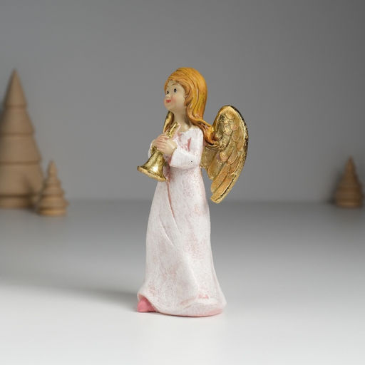Фигурка полистоун Ангел музыкант в розовом платье, 6.5?4.5?13 см, МИКС