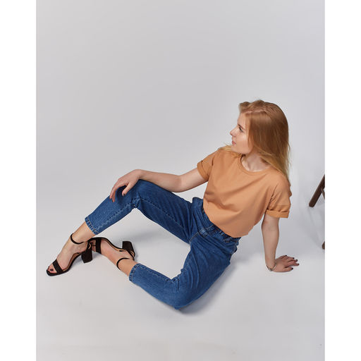 Футболка женская MINAKU: Basic line, оранжевая, размер 50