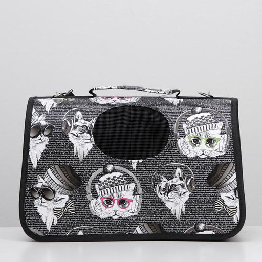 Сумка-переноска каркасная Зимние коты, размер S, 37,5 х 17 х 22 см - Пижон фото 2