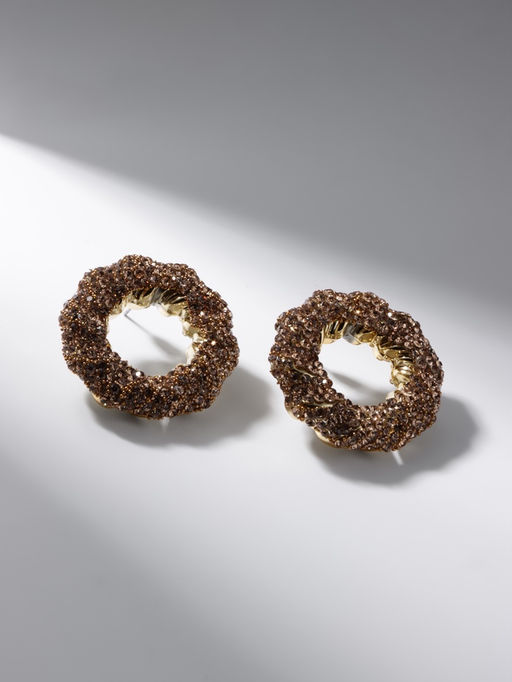 Серьги со стразами QF Блеск кольцо, цвет золото  фото 2