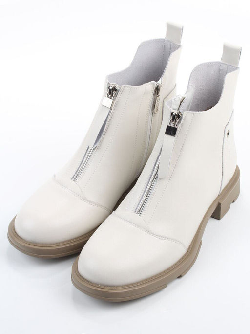 01-M43-11 LT.BEIGE Ботинки демисезонные женские (натуральная кожа, байка)