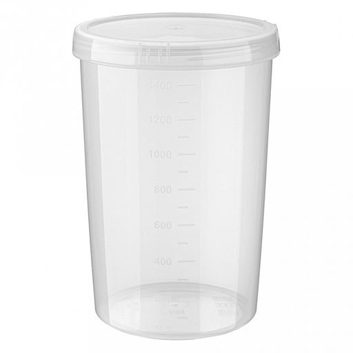 Банка для сыпучих продуктов пластмассовая 1,5л "Твист", д12см, h18см, закручивающаяся крышка, с мерным делением, прозрачный, Phibo (Россия)