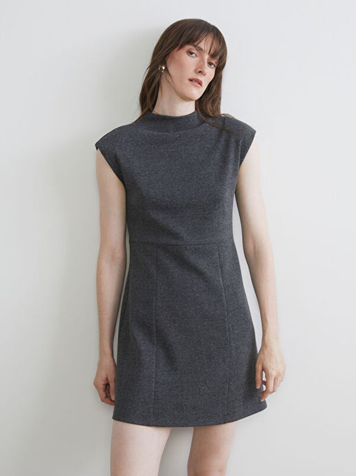 Bisiklet Yaka Beli Kemerli A Kesim Elbise