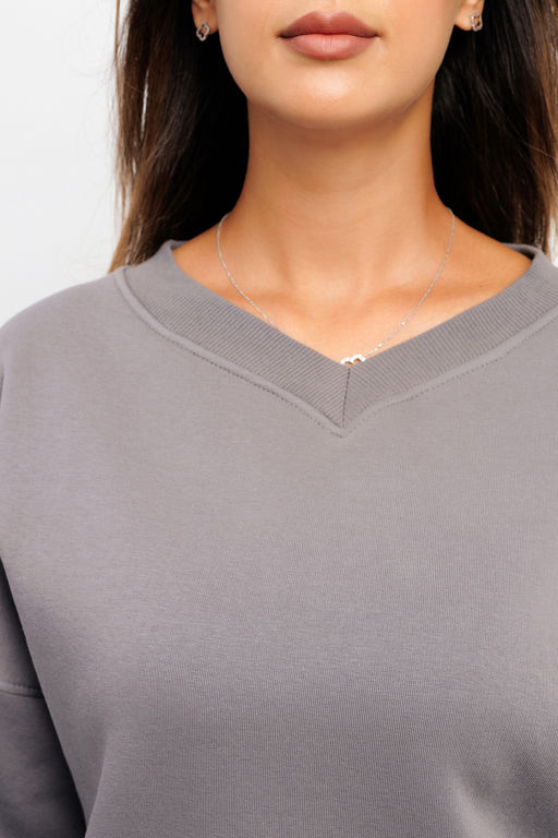 Свитшот худи оверсайз кофта с начесом 387LGR