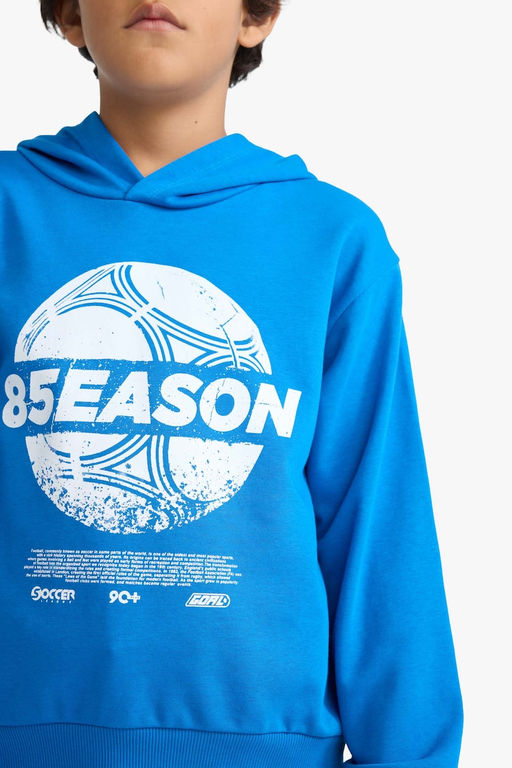 Kap__onlu Bask_l_ Sweatshirt Erkek _ocuk - Defacto фото 5