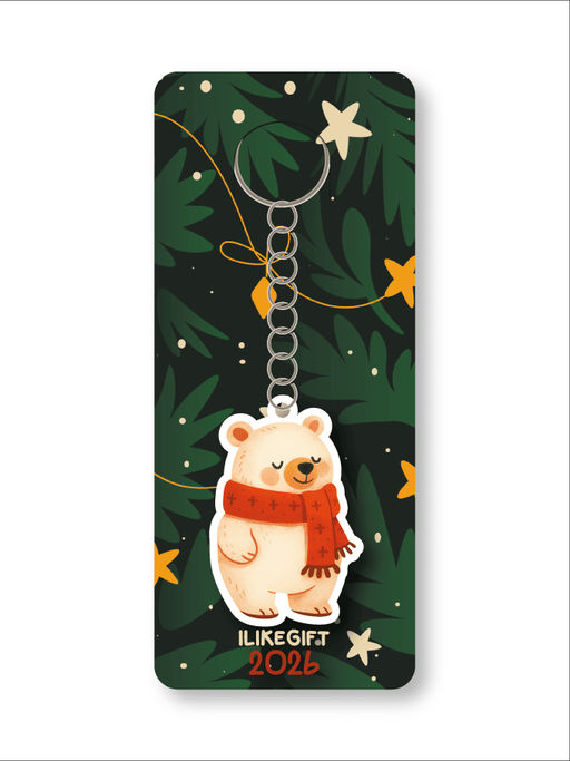 Брелок ECO из дерева iLikeGift "Мишка белый"