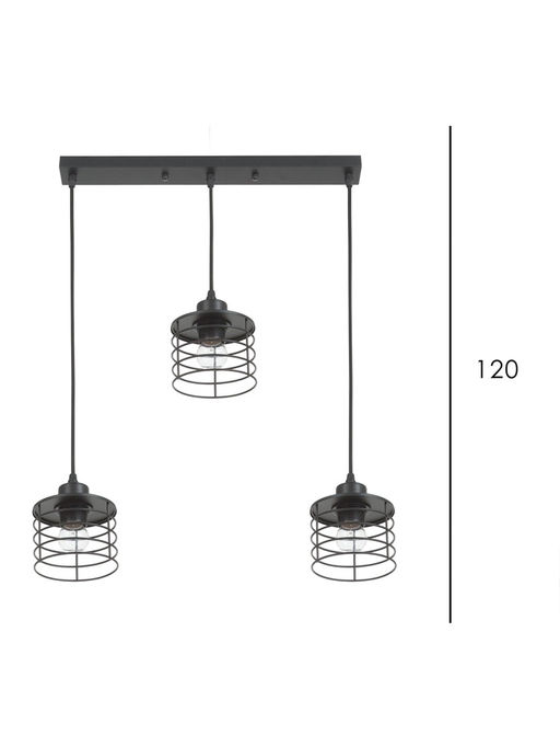 Светильник подвесной TR8075, 3хE27, 40 Вт, 58×12×104 см, чёрный