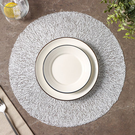 Набор салфеток сервировочных на стол Доляна Соломка, d=38 см, 4 шт, цвет светло-серый  фото 3