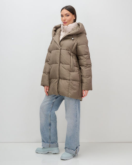 Куртка двубортная женская зимняя с капюшоном коричневого цвета 7736K Бренд: Visdeer  фото 19