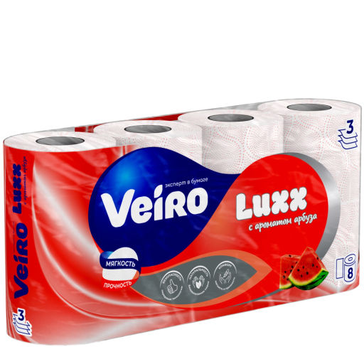 VEIRO т/бумага 3-сл. Люксория ( 8 рул.) Арбуз