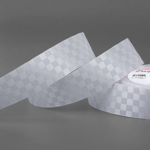 Цена за 2 шт. Лента декоративная Квадраты, 25 мм 9,1 0,5 м, цвет белый