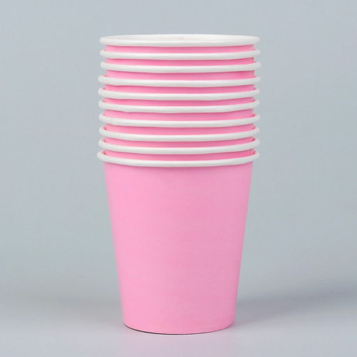 Цена за 10 шт. Стакан бумажный, однотонный, цвет розовый, 205 мл - Страна карнавалия фото 2
