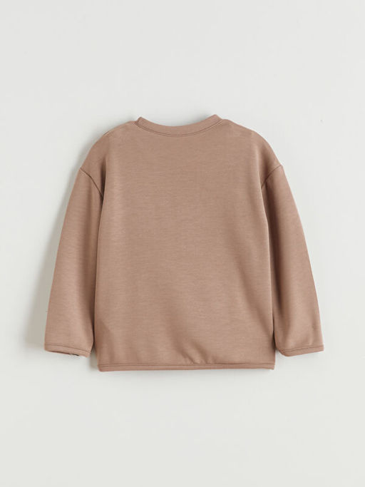 Bisiklet Yaka Bask?l? Erkek Bebek Sweatshirt