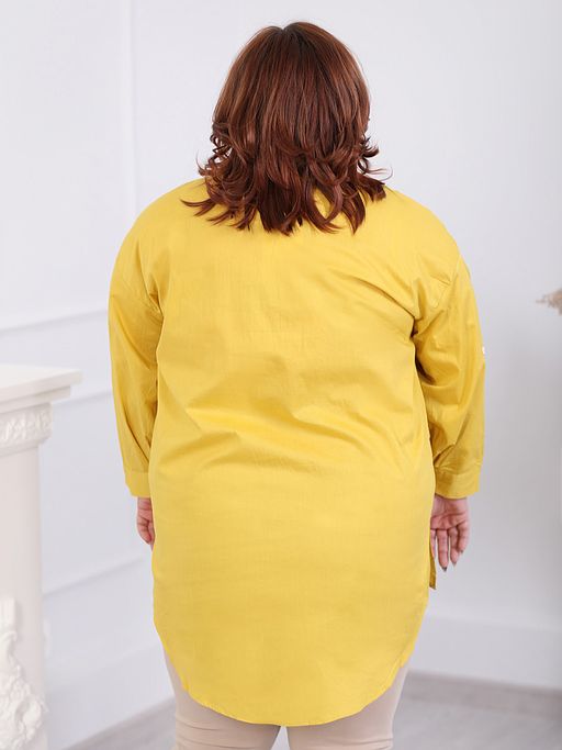 Рубашка женская хлопковая горчичного цвета - Almond фото 3