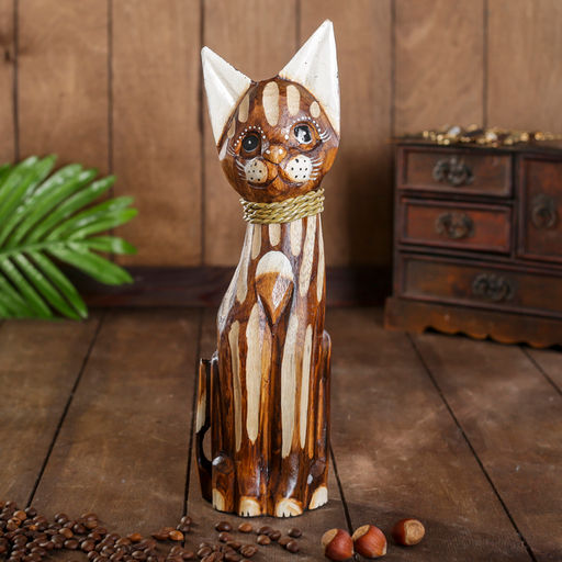Сувенир дерево "Коричневая кошка" 4,5х9х30 см