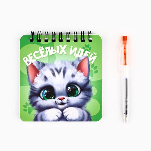 Подарочный набор блокнот 48 листов + ручка «Котик»