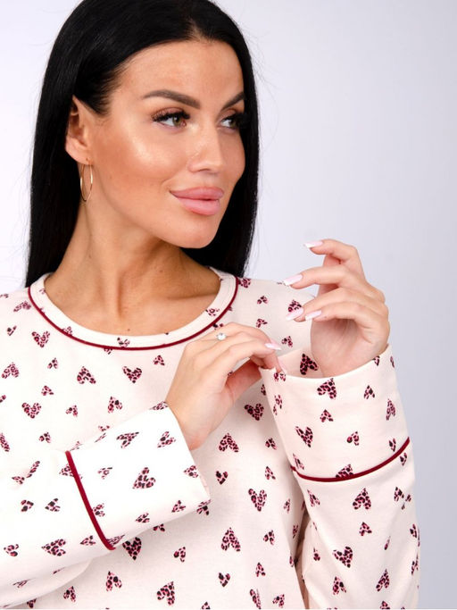 Сорочка Лорейн 2 сердце, футер с начёсом - Малина фото 8