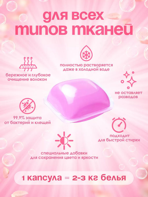 Капсулы для стирки Timson Море цветов (80шт/800г) - Synergetic фото 3