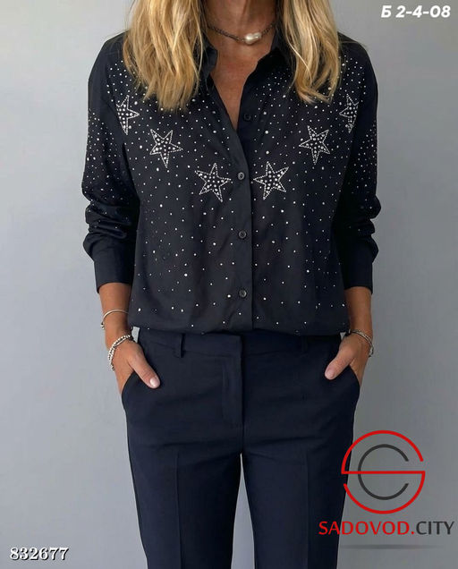 Рубашка женская со стразами